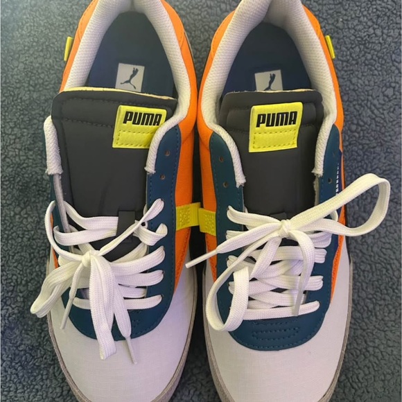Puma Orange and Blue Retro Sneakers with Suede Accents - Picture 4 of 4